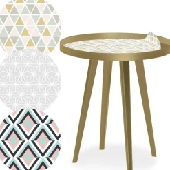 Table d'appoint magnétique ronde à rebord Bipolart Métal Or avec 3 Tops style Scandinave