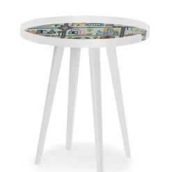 Table d'appoint magnétique ronde à rebord Bipolart Métal Blanc avec 3 Tops style Kid