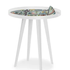 Table d'appoint magnétique ronde à rebord Bipolart Métal Blanc avec 3 Tops style Kid
