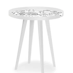 Table d'appoint magnétique ronde à rebord Bipolart Métal Blanc avec 3 Tops style Kid