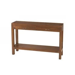 Table d'Appoint Moderne Rectangulaire 2 Tiroirs Bois Mindi - EDEN