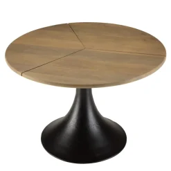 Table d’appoint plateau en Manguier et pied évasé Noir mat JAMES