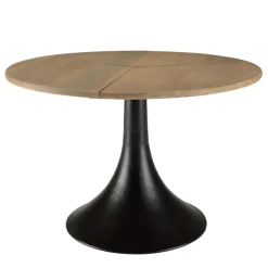 Table d’appoint plateau en Manguier et pied évasé Noir mat JAMES