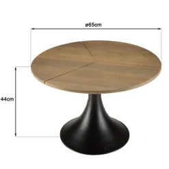 Table d’appoint plateau en Manguier et pied évasé Noir mat JAMES