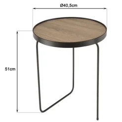 Table d'appoint ronde mocha pieds asymétriques métal JULIA