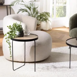 Table d'appoint ronde mocha pieds asymétriques métal JULIA