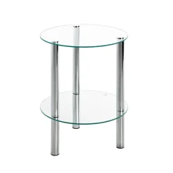 Table d'appoint ronde plateau en verre transparent