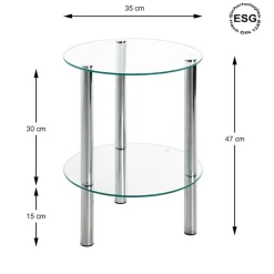 Table d'appoint ronde plateau en verre transparent