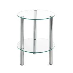 Table d'appoint ronde plateau en verre transparent