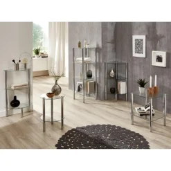 Table d'appoint ronde plateau en verre transparent