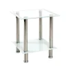 Table d'appoint structure Inox poli et plateau transparent