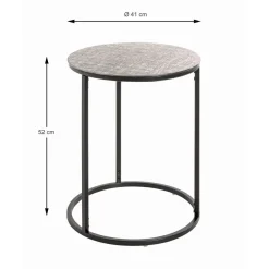 Table d'appointe en tube d'acier laqué noir plateau en structure