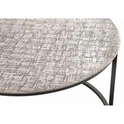 Table d'appointe plateau en structure aluminium argenté en tube d'acier laqué noir