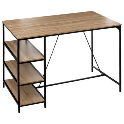 Table de bar avec 3 étagères effet chêne naturel