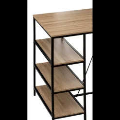 Table de bar avec 3 étagères effet chêne naturel