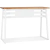 Table de bar haute 'NIKI' en bois massif et pied en métal blanc