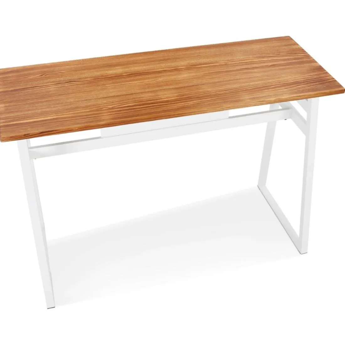 Table de bar haute 'NIKI' en bois massif et pied en métal blanc