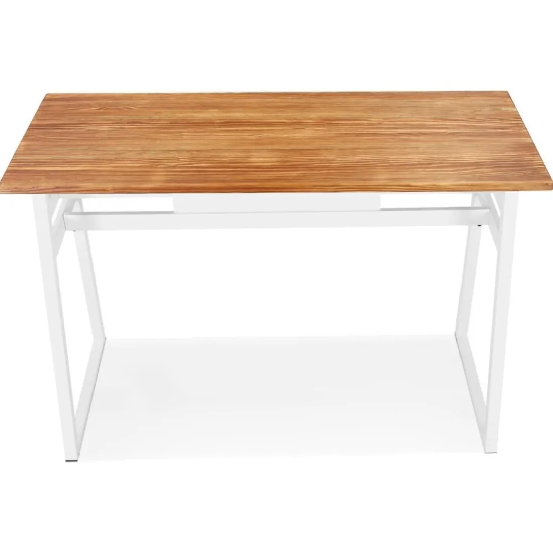 Table de bar haute 'NIKI' en bois massif et pied en métal blanc