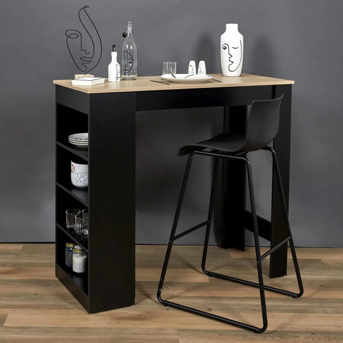 Table De Bar Mange Debout Avec Étagères Cheers