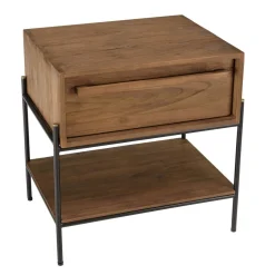 Table de chevet 1 niche bois de teck recyclé
