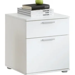 Table de chevet 1 tiroir 3 compartiments Chêne et Blanc OQUET