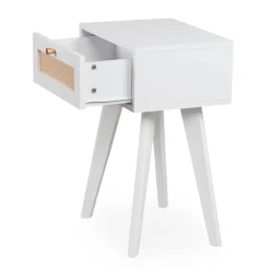 Table de chevet 1 tiroir avec cannage Dalgora Blanc