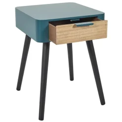 Table de Chevet 1 Tiroir En Bois Bleu Canard