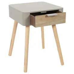 Table de Chevet 1 Tiroir En Bois Taupe