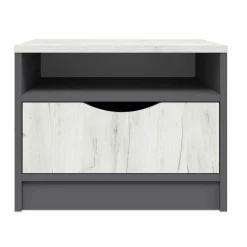 Table De Chevet 1 Tiroir Gris Et Bois Clair