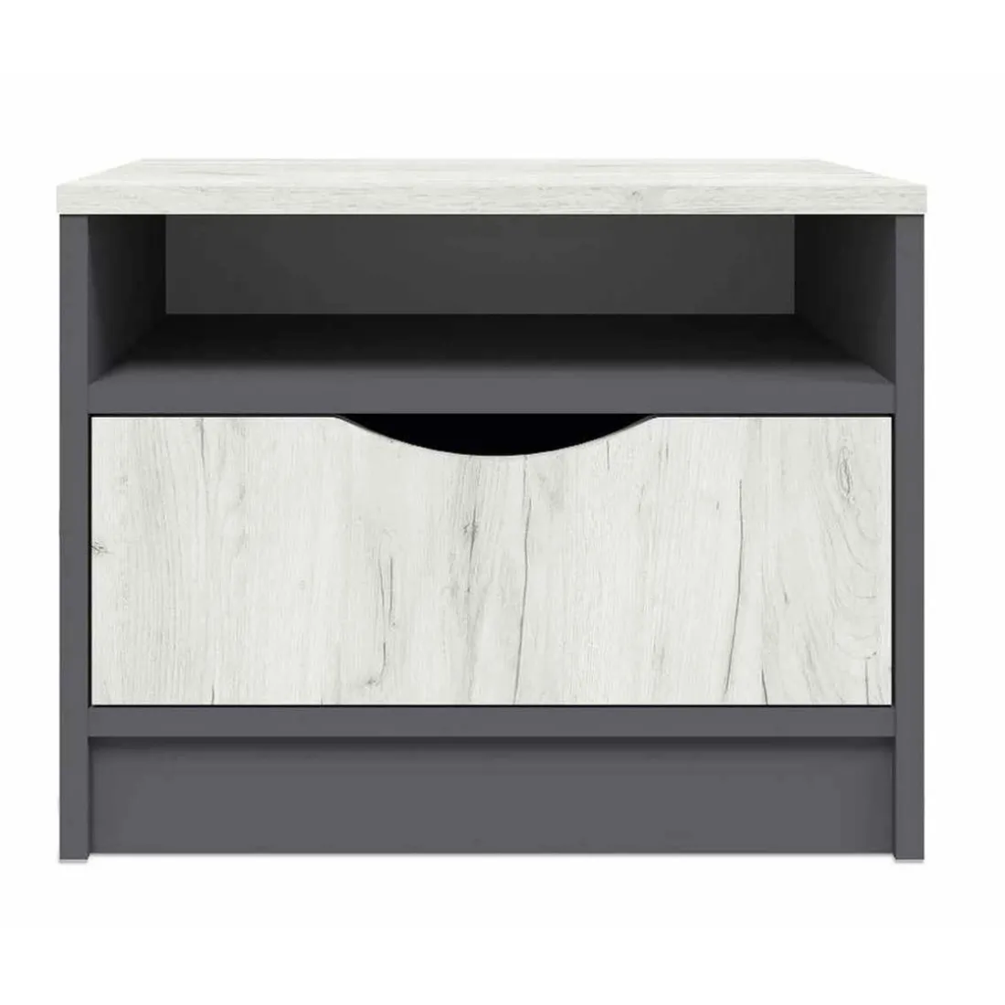 Table De Chevet 1 Tiroir Gris Et Bois Clair