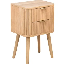 Table de Chevet 2 Tiroirs Naturel en Bois