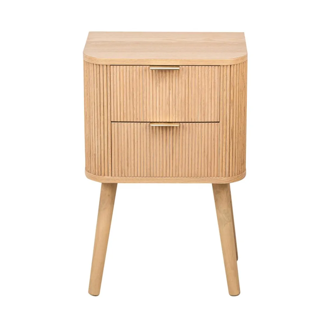 Table de Chevet 2 Tiroirs Naturel en Bois