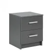 Table de Chevet 2 Tiroirs Gris Graphite ELENZIO