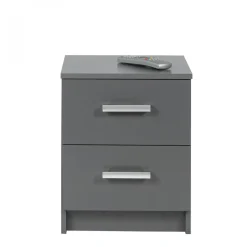 Table de Chevet 2 Tiroirs Gris Graphite ELENZIO