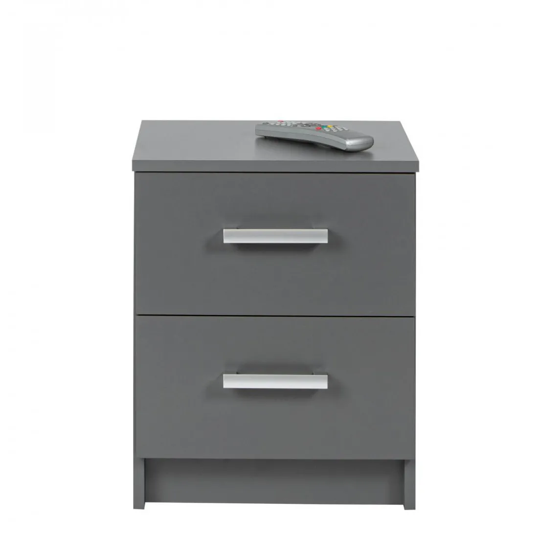 Table de Chevet 2 Tiroirs Gris Graphite ELENZIO