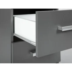 Table de Chevet 2 Tiroirs Gris Graphite ELENZIO