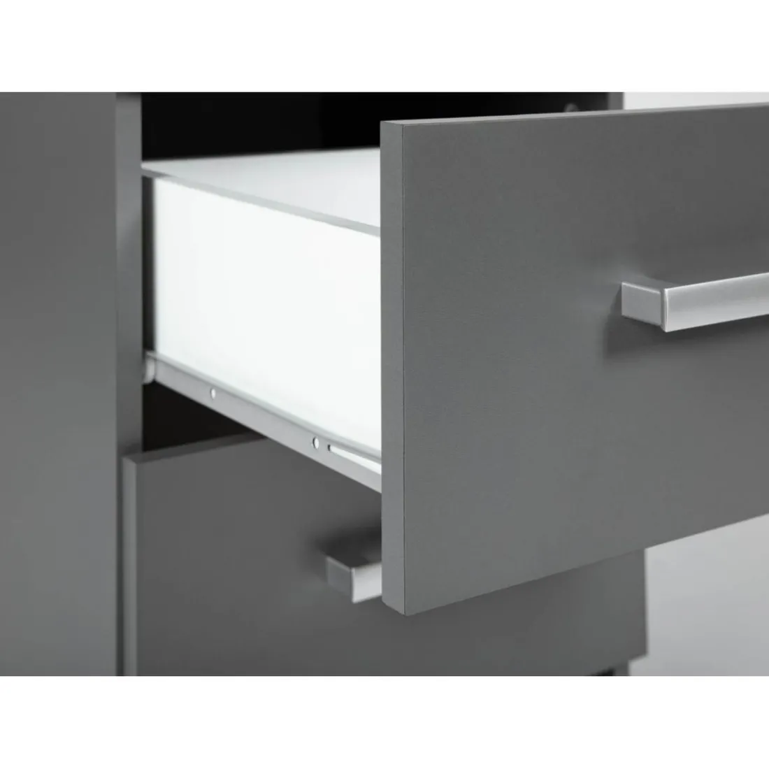 Table de Chevet 2 Tiroirs Gris Graphite ELENZIO