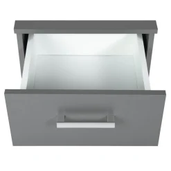 Table de Chevet 2 Tiroirs Gris Graphite ELENZIO