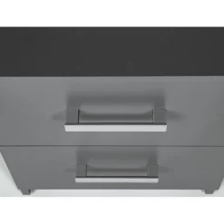 Table de Chevet 2 Tiroirs Gris Graphite ELENZIO