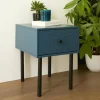 Table de chevet bois et pieds métal KAISSON bleue