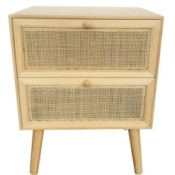 Table de Chevet Canné 2 tiroirs 45x35x58cm STOCKHOLM