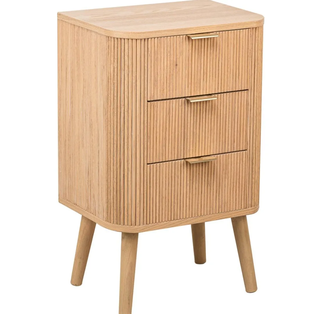 Table de Chevet Chiffonnier 3 Tiroirs Naturel en Bois