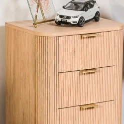 Table de Chevet Chiffonnier 3 Tiroirs Naturel en Bois