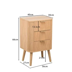 Table de Chevet Chiffonnier 3 Tiroirs Naturel en Bois