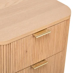 Table de Chevet Chiffonnier 3 Tiroirs Naturel en Bois