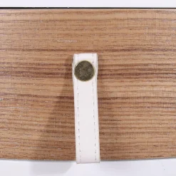 Table de Chevet en Bois Blanc et Beige NOURA