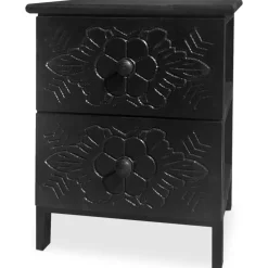 Table de chevet sculptée style marocain Chevignon Bois Noir