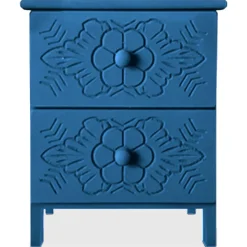 Table de chevet sculptée style marocain Chevignon Bois Bleu