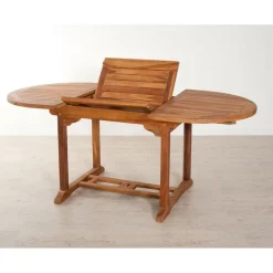 Table de jardin 4/6 personnes - ovale extensible 120/180 x 90 cm en bois Teck huilé