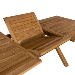 Table de jardin 8/10 personnes - rectangulaire pieds croisés extensible 180/240x100 cm en bois Teck